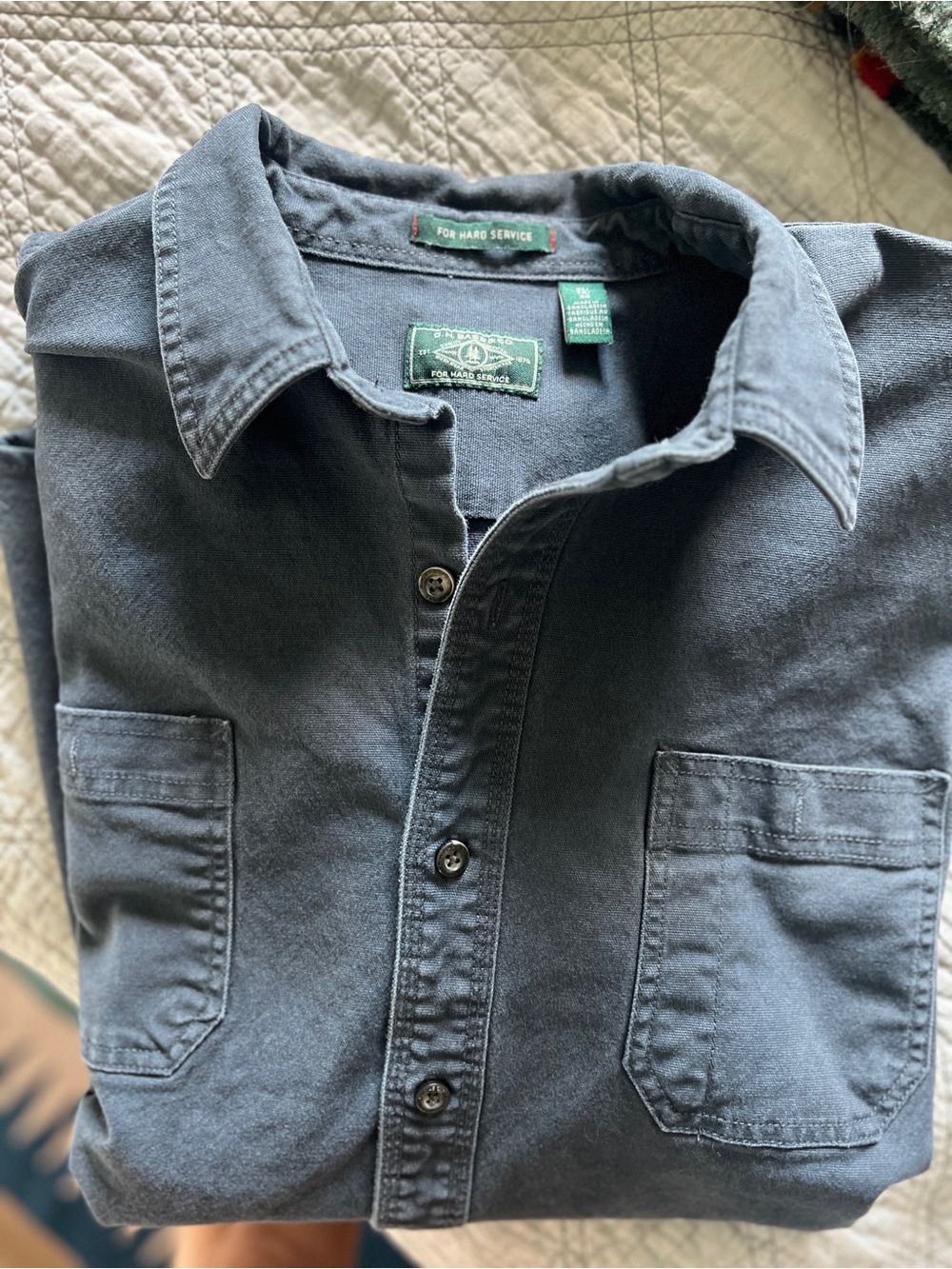 G.H. Bass & Co. Slate Blue Long-Sleeve Button-Down Canvas Work Shirt - Picture 2 of 6